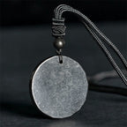 Fortune Jewel Circle Simple Design Authentic Shungite Stone Protection Necklace Pendant - Fortune Jewel