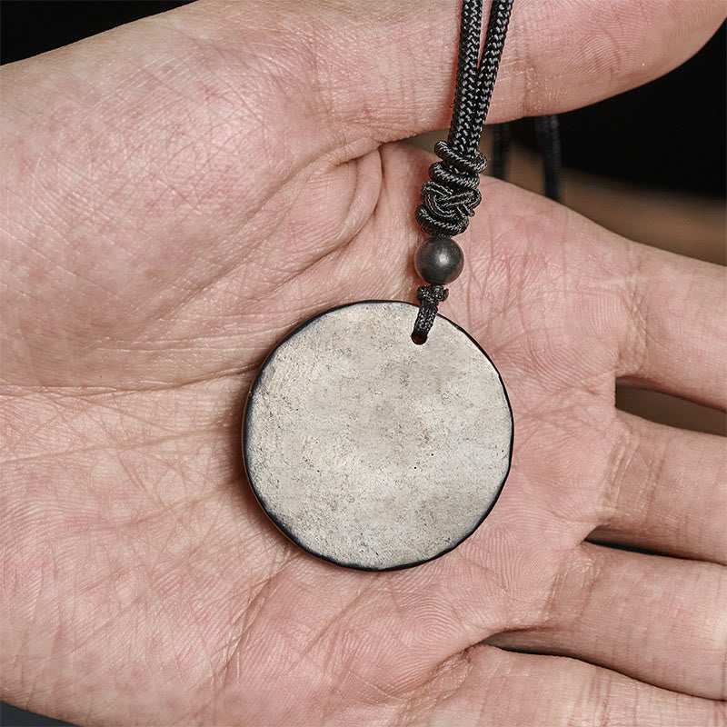 Fortune Jewel Circle Simple Design Authentic Shungite Stone Protection Necklace Pendant - Fortune Jewel