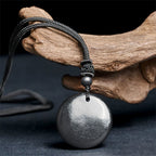 Buddha Stones Geometric Round Authentic Shungite Stone Rope Inner Strength Necklace Pendant - Fortune Jewel