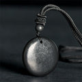 Buddha Stones Geometric Round Authentic Shungite Stone Rope Inner Strength Necklace Pendant - Fortune Jewel