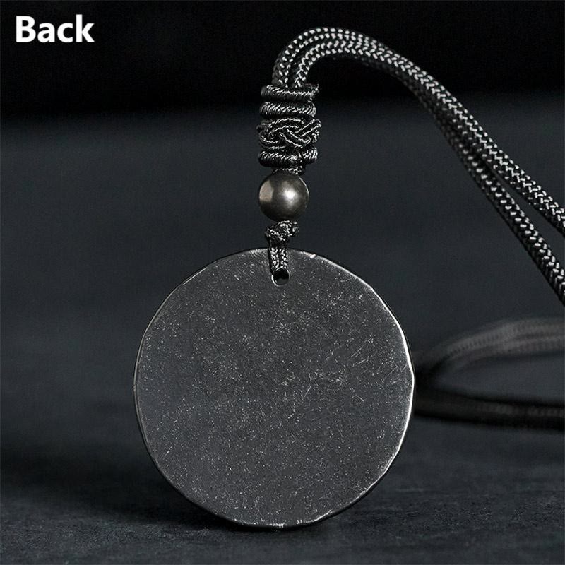Fortune Jewel Flower of Life Carving Design Authentic Shungite Stone Protection Necklace Pendant - Fortune Jewel