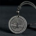 Fortune Jewel The Tree of Life Carving Pattern Authentic Shungite Stone Protection Necklace Pendant - Fortune Jewel