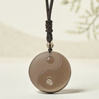Fortune Jewel Yin Yang Symbol Ice Obsidian Positive Necklace Pendant - Fortune Jewel