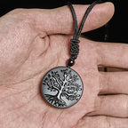 Buddha Stones Natural The Tree of Life Pattern Black Obsidian Transformation Necklace Pendant - Fortune Jewel
