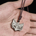 Fortune Jewel Relief Fox Design Silver Sheen Obsidian Ice Obsidian Protection Necklace Pendant - Fortune Jewel
