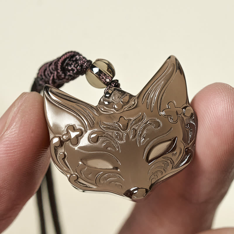 Fortune Jewel Relief Fox Design Silver Sheen Obsidian Ice Obsidian Protection Necklace Pendant - Fortune Jewel