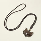 Fortune Jewel Relief Fox Design Silver Sheen Obsidian Ice Obsidian Protection Necklace Pendant - Fortune Jewel