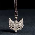Fortune Jewel Relief Fox Design Silver Sheen Obsidian Ice Obsidian Protection Necklace Pendant - Fortune Jewel