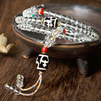 Fortune Jewel 108 Beads Liuli Crystal Dzi Bead Agate Blessings Tassel Mala - Fortune Jewel