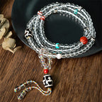 Fortune Jewel 108 Beads Liuli Crystal Dzi Bead Agate Blessings Tassel Mala - Fortune Jewel