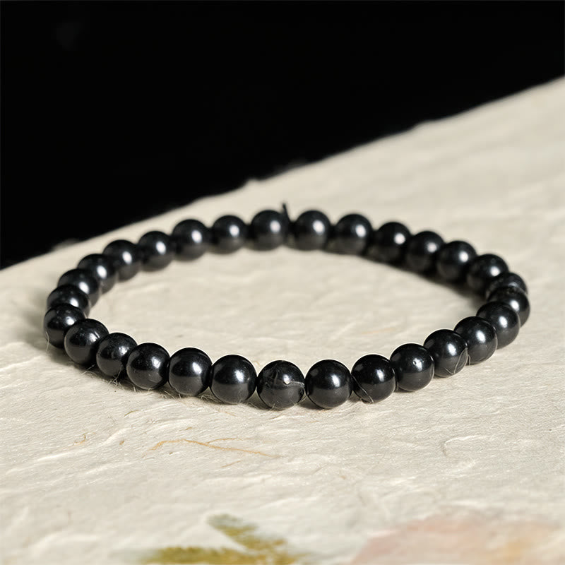 Fortune Jewel Round Authentic Shungite Stone Inner Strength Beaded Bracelet - Fortune Jewel