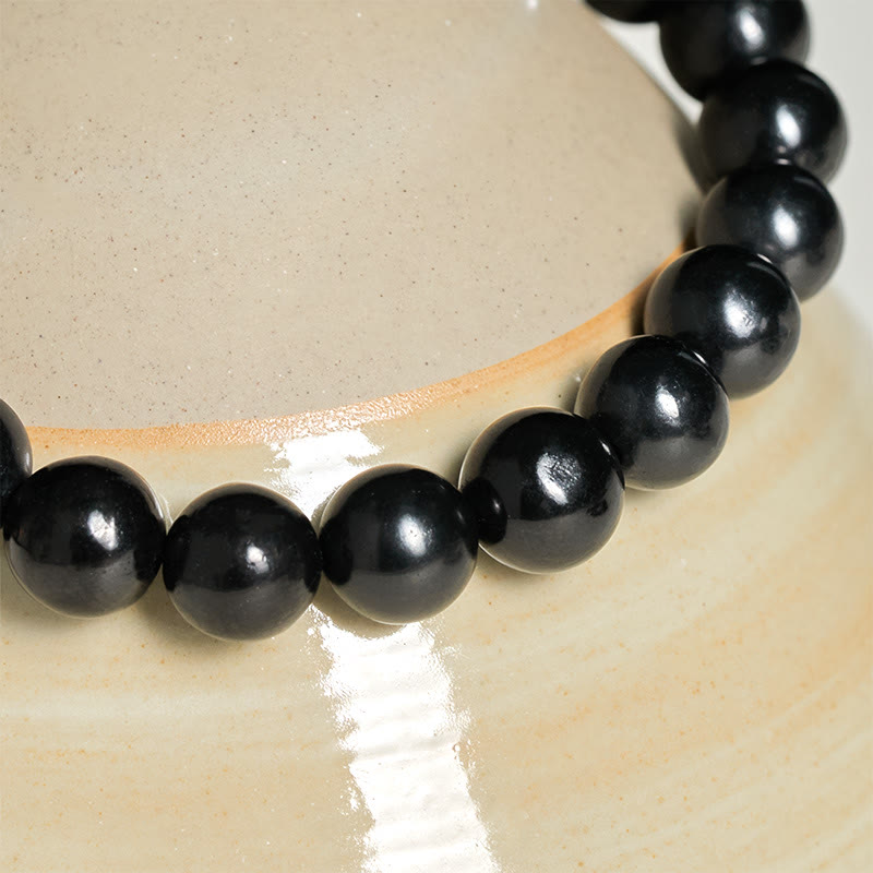 Fortune Jewel Round Authentic Shungite Stone Inner Strength Beaded Bracelet - Fortune Jewel