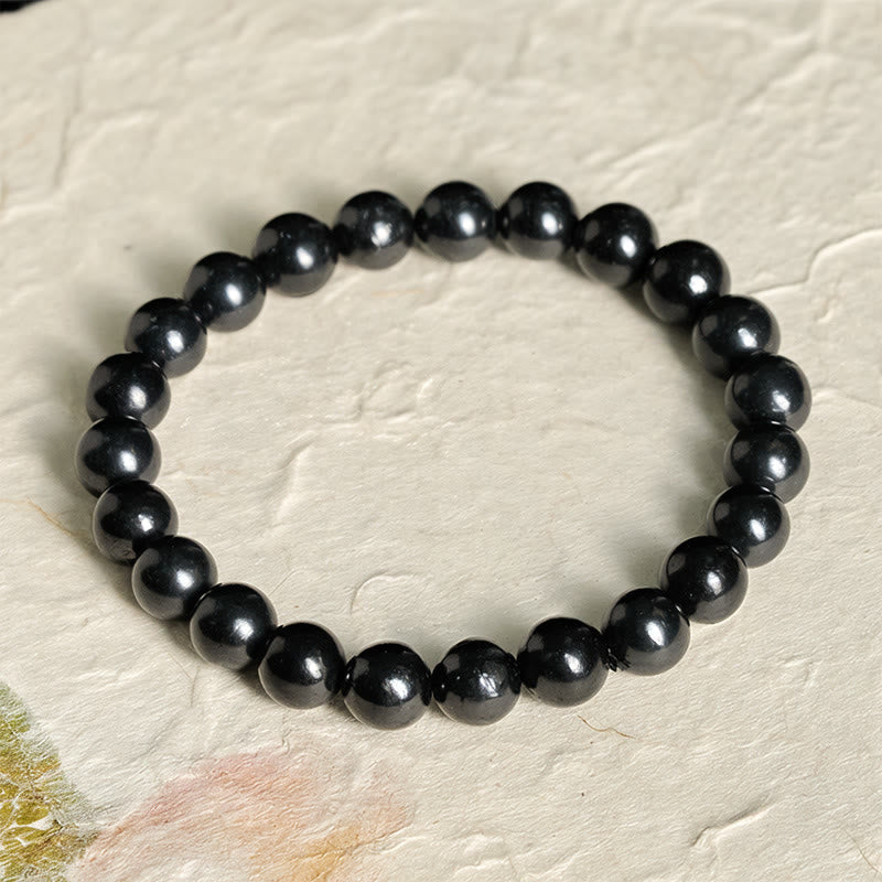 Fortune Jewel Round Authentic Shungite Stone Inner Strength Beaded Bracelet - Fortune Jewel