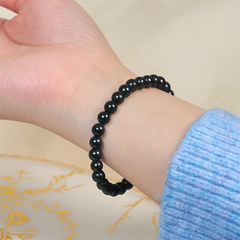 Fortune Jewel Round Authentic Shungite Stone Inner Strength Beaded Bracelet - Fortune Jewel