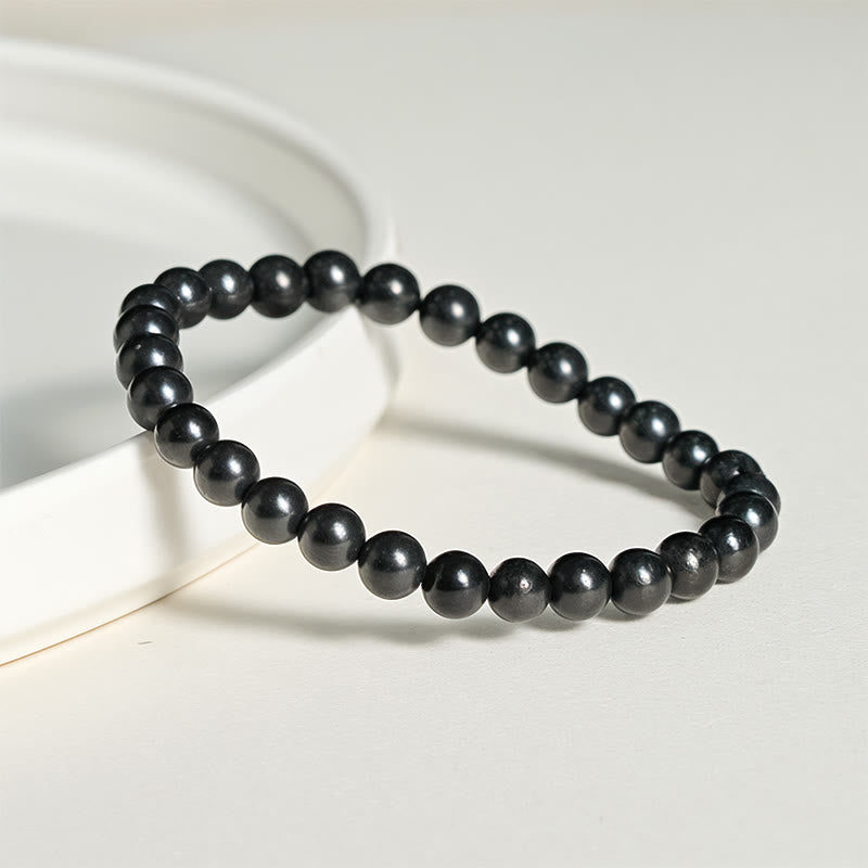 Fortune Jewel Round Authentic Shungite Stone Inner Strength Beaded Bracelet - Fortune Jewel
