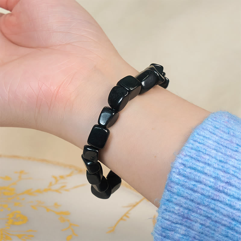 Fortune Jewel 8mm Natural Authentic Shungite Stone Protection Beaded Bracelet - Fortune Jewel