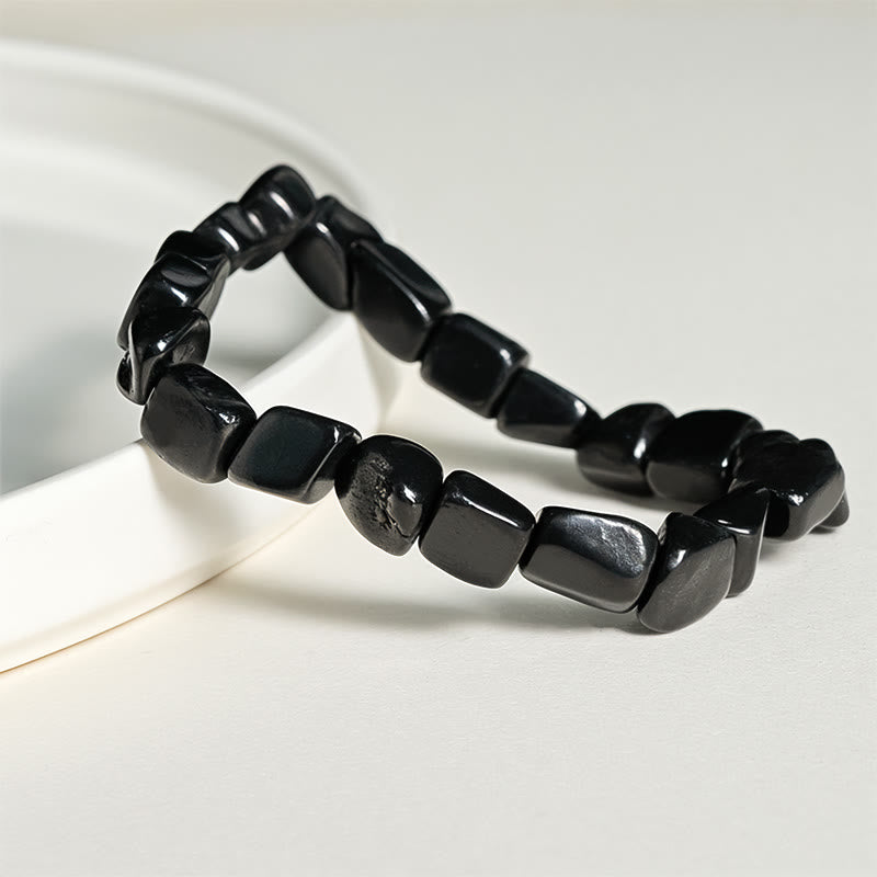 Fortune Jewel 8mm Natural Authentic Shungite Stone Protection Beaded Bracelet - Fortune Jewel