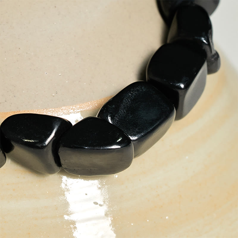 Fortune Jewel 8mm Natural Authentic Shungite Stone Protection Beaded Bracelet - Fortune Jewel