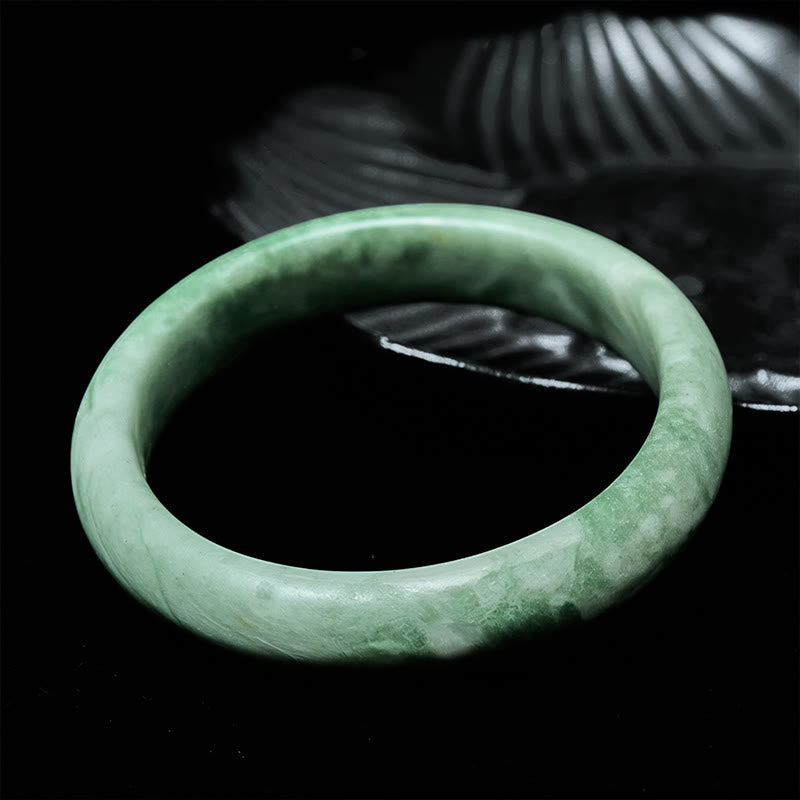 Fortune Jewel Natural Jade Simple Design Prosperity Cuff Bangle Bracelet - Fortune Jewel