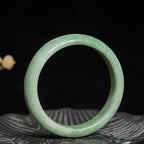 Fortune Jewel Natural Jade Simple Design Prosperity Cuff Bangle Bracelet - Fortune Jewel