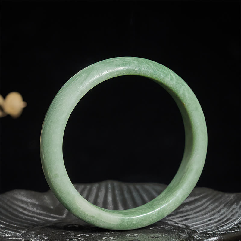 Fortune Jewel Natural Jade Simple Design Prosperity Cuff Bangle Bracelet - Fortune Jewel