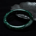 Fortune Jewel Nanyang Black-Green Jade Protection Cuff Bangle Bracelet - Fortune Jewel