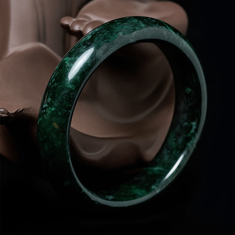 Fortune Jewel Nanyang Black-Green Jade Protection Cuff Bangle Bracelet - Fortune Jewel