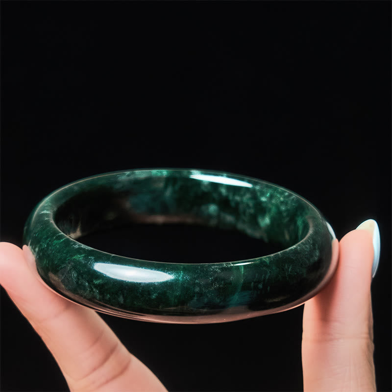Fortune Jewel Nanyang Black-Green Jade Protection Cuff Bangle Bracelet - Fortune Jewel