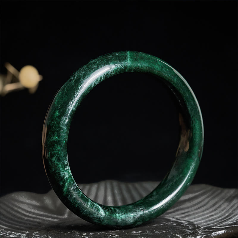 Fortune Jewel Nanyang Black-Green Jade Protection Cuff Bangle Bracelet - Fortune Jewel