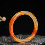 Fortune Jewel Veined Pattern Red Agate Calm Cuff Bangle Bracelet - Fortune Jewel