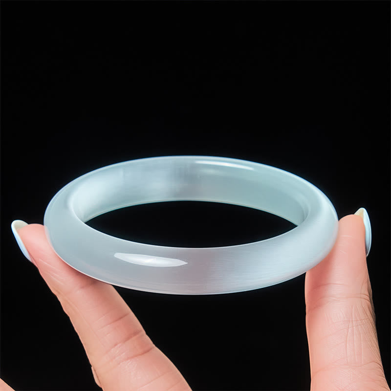 Fortune Jewel White Cat's Eye Abundance Spiritual Cuff Bangle Bracelet - Fortune Jewel