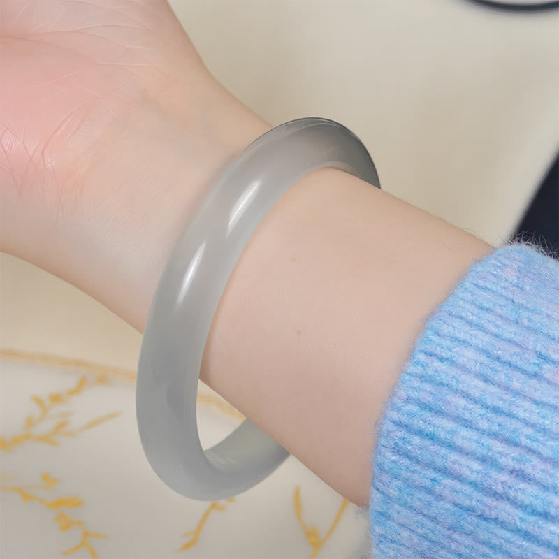 Fortune Jewel White Cat's Eye Abundance Spiritual Cuff Bangle Bracelet - Fortune Jewel