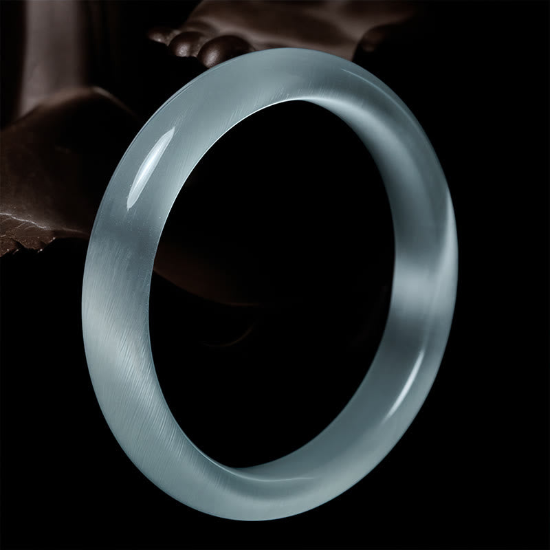 Fortune Jewel White Cat's Eye Abundance Spiritual Cuff Bangle Bracelet - Fortune Jewel