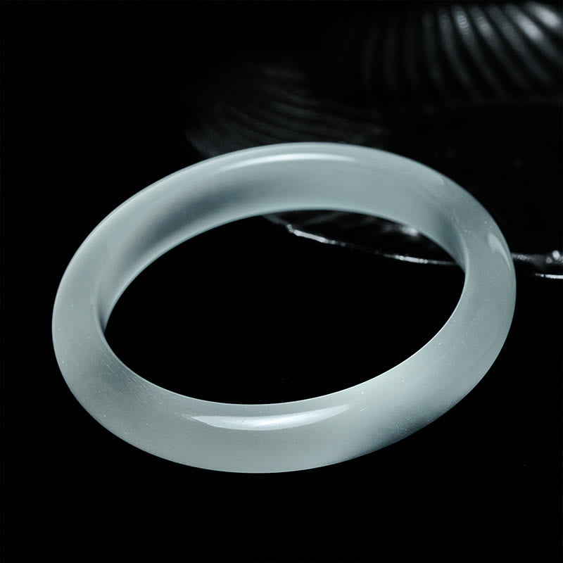 Fortune Jewel White Cat's Eye Abundance Spiritual Cuff Bangle Bracelet - Fortune Jewel