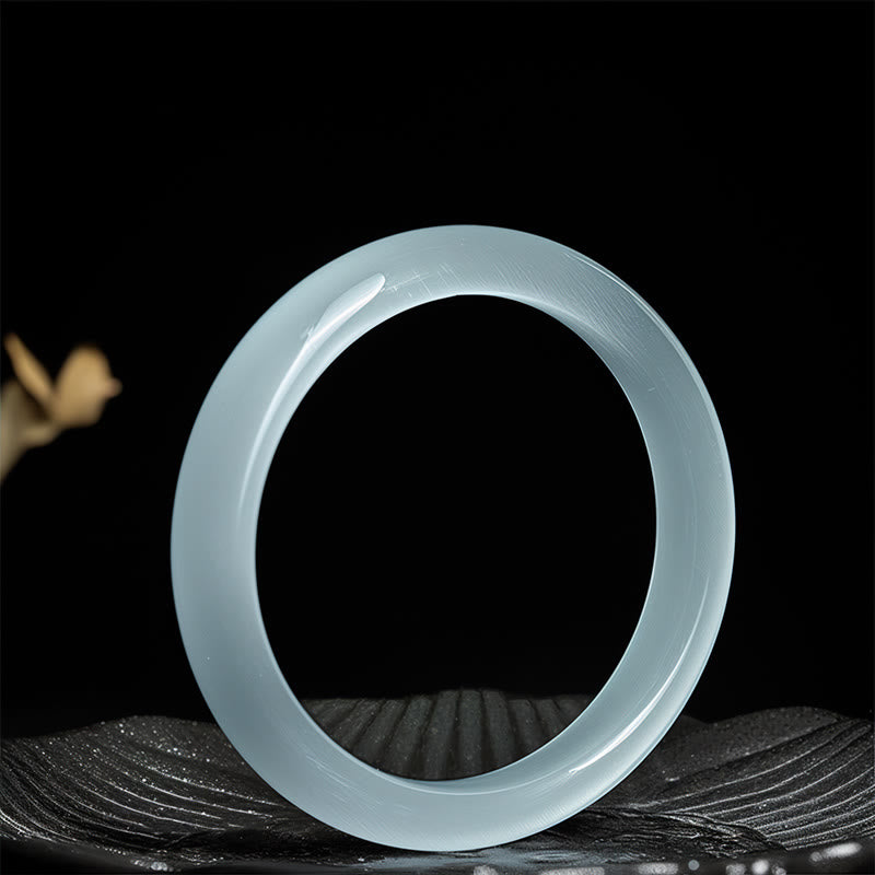 Fortune Jewel White Cat's Eye Abundance Spiritual Cuff Bangle Bracelet - Fortune Jewel