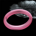 Fortune Jewel Pink Cat's Eye Stone Peace Love Cuff Bangle Bracelet - Fortune Jewel
