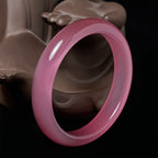 Fortune Jewel Pink Cat's Eye Stone Peace Love Cuff Bangle Bracelet - Fortune Jewel