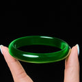 Fortune Jewel Green Cat's Eye Stone Relieve Stress Wealth Thin Cuff Bangle Bracelet - Fortune Jewel