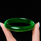 Fortune Jewel Green Cat's Eye Stone Relieve Stress Wealth Thin Cuff Bangle Bracelet - Fortune Jewel