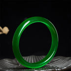 Fortune Jewel Green Cat's Eye Stone Relieve Stress Wealth Thin Cuff Bangle Bracelet - Fortune Jewel