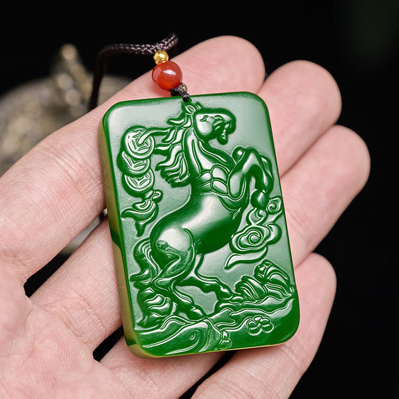 Fortune Jewel Year Of The Horse Jade Abundance  Necklace Pendants