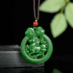 Fortune Jewel Year Of The Horse Jade Prosperity Hollow Necklace Pendants