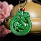 Fortune Jewel Year Of The Horse Jade Prosperity Hollow Necklace Pendants