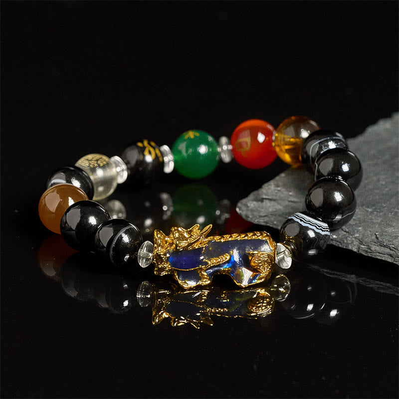 Fortune Jewel Sardonyx Beads Five Elements Change Color Pi Xiu Positive Bracelet - Fortune Jewel