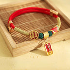 Fortune Jewel Metal Pendant Red String Peace Joy Blessing Protection Adjustable Cats Small Dogs Pet Collar - Fortune Jewel