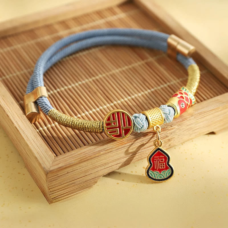 Fortune Jewel Metal Pendant Red String Peace Joy Blessing Protection Adjustable Cats Small Dogs Pet Collar - Fortune Jewel