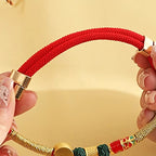 Fortune Jewel Metal Pendant Red String Peace Joy Blessing Protection Adjustable Cats Small Dogs Pet Collar - Fortune Jewel