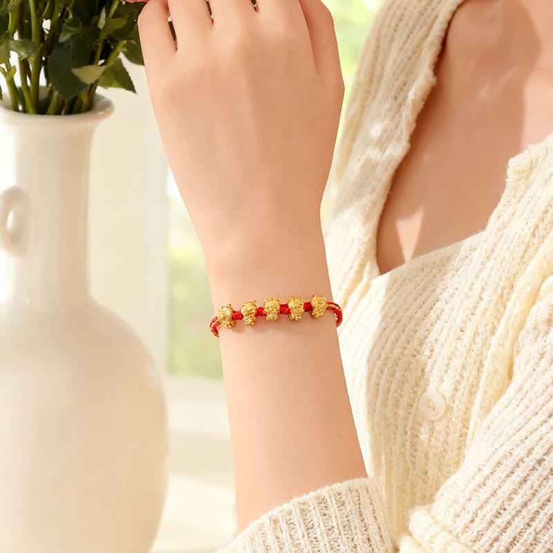 Buddha Stones Fu Character 999 Sterling Silver Year Of The Horse Prosperity Red String Bracelet