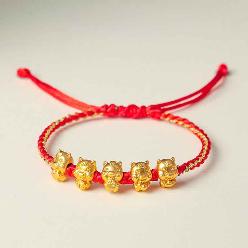 Buddha Stones Fu Character 999 Sterling Silver Year Of The Horse Prosperity Red String Bracelet