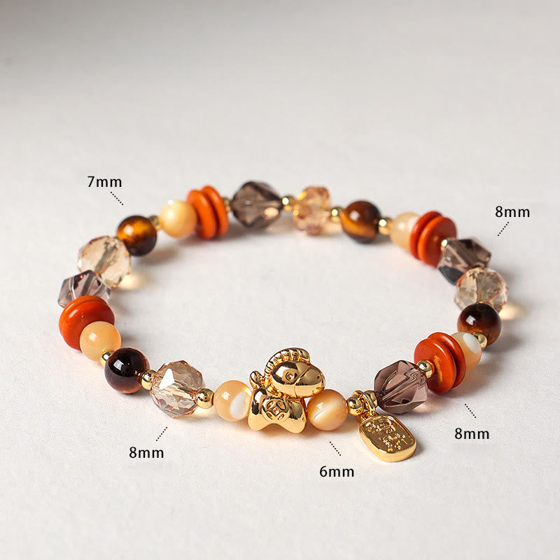 Fortune Jewel Tiger Eye Ice Obsidian Pearl Year Of The Horse Lucky Fortune Prosperity Bracelet - Fortune Jewel